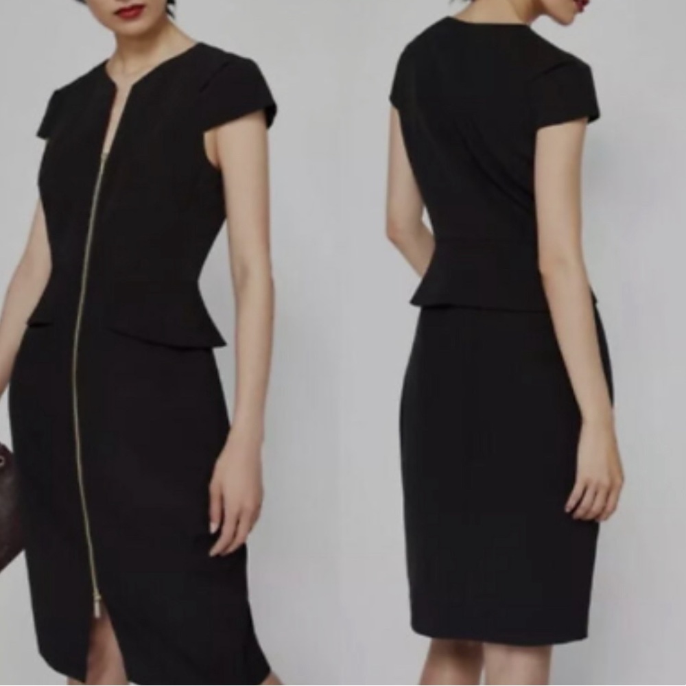 Ted Baker black gold zipper dress